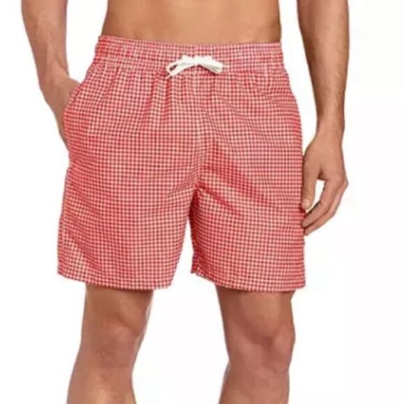 Kanu Surf Monaco RedGingham Board Shorts swim trunks shorts Sz S - Picture 1 of 7